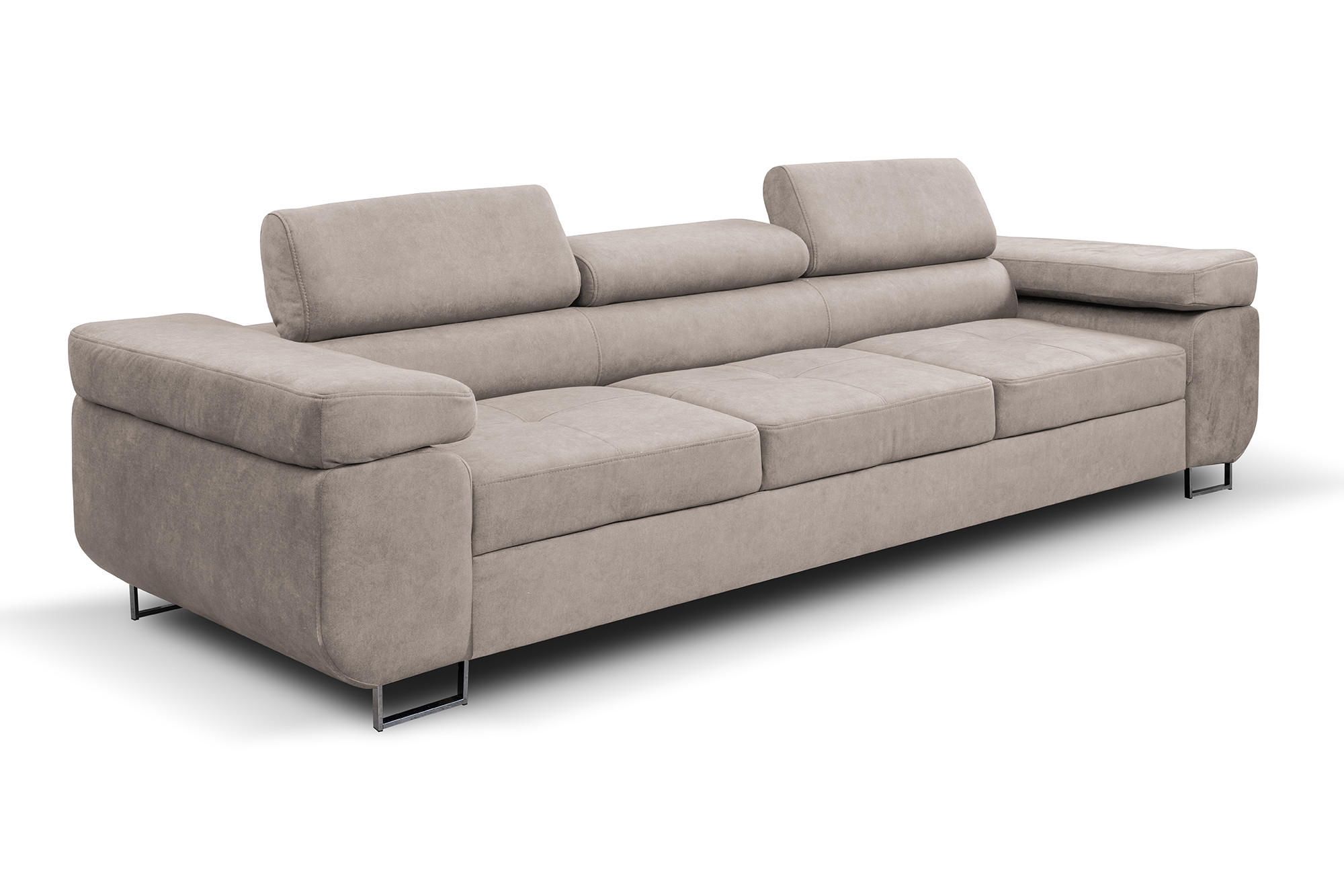 SOFA Marlene II 274 x 97 cm, mit verstellbaren Kopfstützen Schlaffunktion Wohnzimmersofa 3 Sitzer, beige - Beige, Kunststoff (274/87/97cm) - Margaret Hadas24
