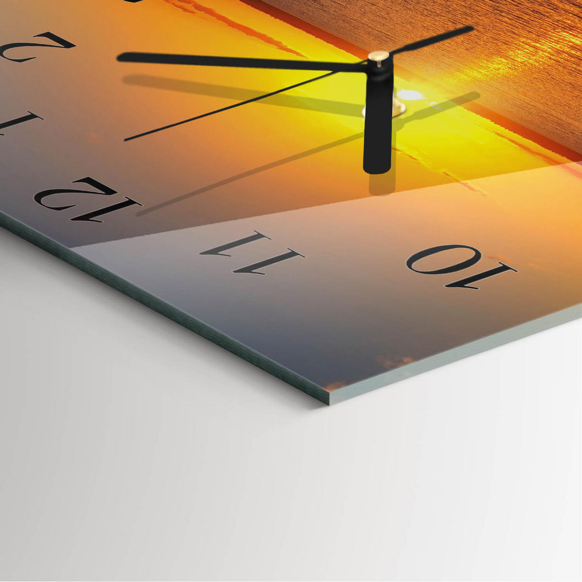 WANDUHR 30x30 cm - Sonnenuntergang - Orange, Glas (30/30/0.4cm) - TULUP