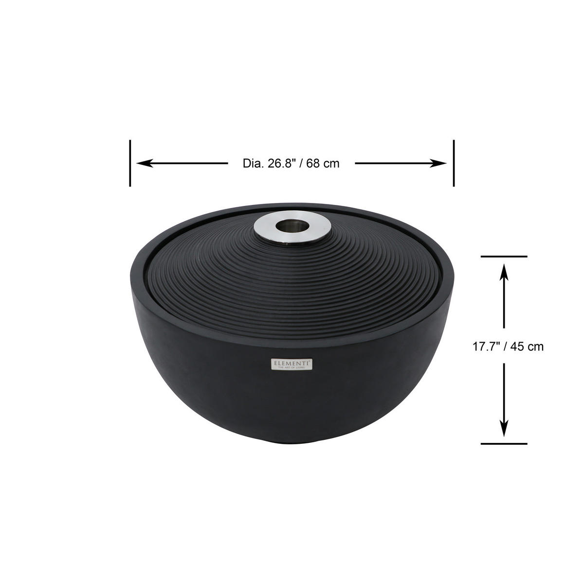 GARTENBRUNNEN Nira 68 x 68 x 45 cm - Schwarz, Naturmaterialien (68/68/45cm) - Elementi