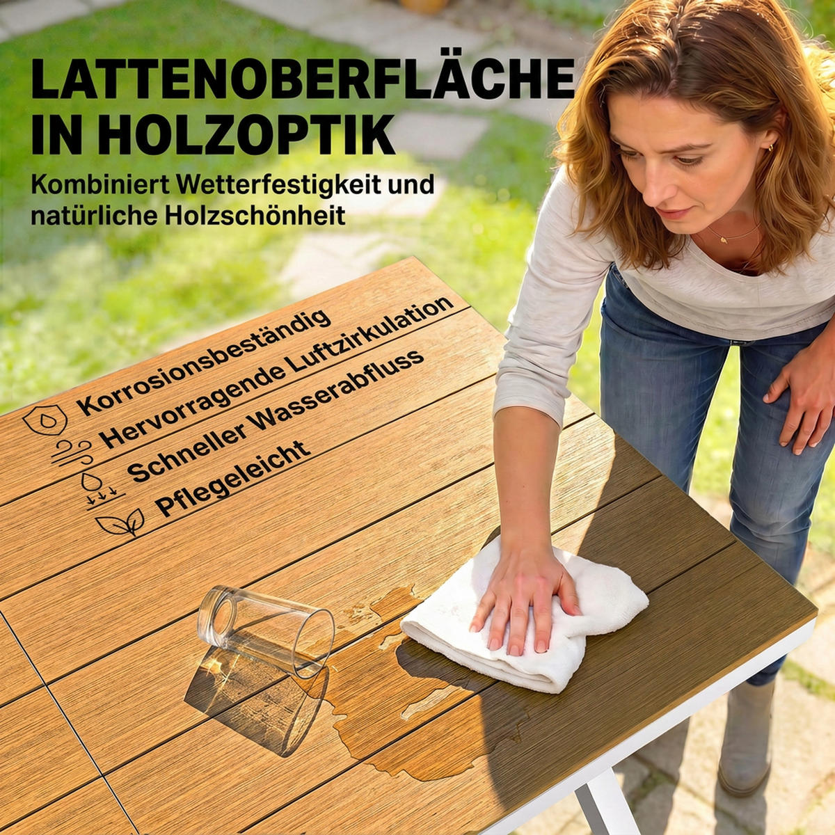 GARTENMÖBEL-SET Teakfarben 160.0/86.0/72.0cm - Teakfarben, Metall