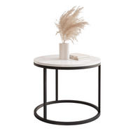 COUCHTISCH 50 cm rund Weiß Hochglanz, Schwarz Gestell - Weiß Hochglanz, Holzwerkstoff (50/50/42cm) - Idohome