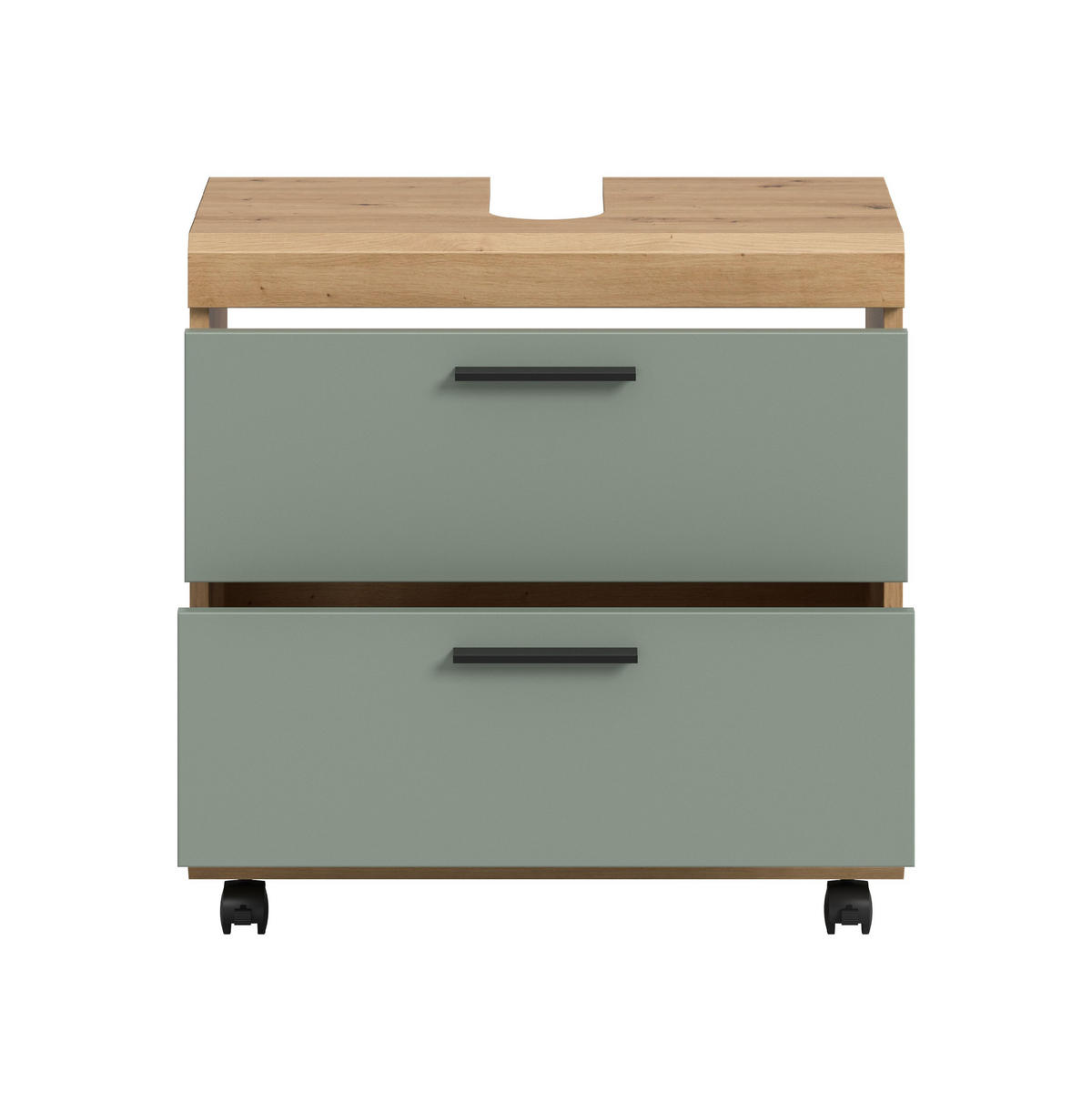 WASCHBECKENUNTERSCHRANK AUF ROLLEN Scout Salbei 60/34/60 cm - Eiche Artisan, Holzwerkstoff (60/60/34cm) - Xonox