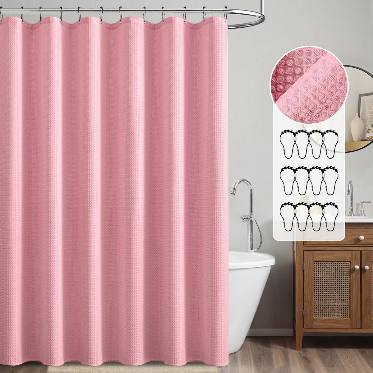 DUSCHVORHANG 180 cm x 180 cm Dunkles Pink - Kirschrot, Textil (180/180cm) - Vallsero
