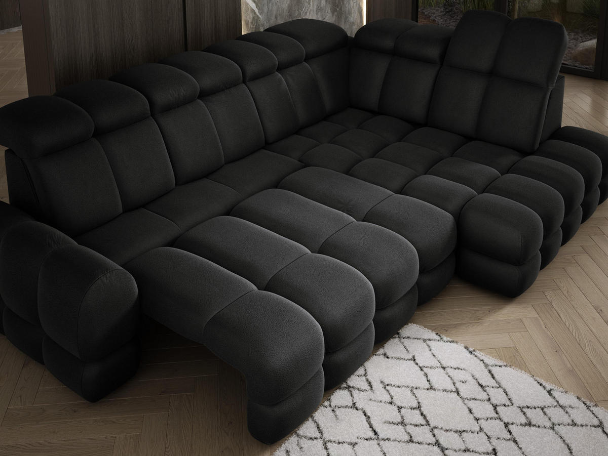 ECKSOFA TOLLO Solar-stoff L-form 302x217x105 cm anthrazit - Schwarz, Holz/Textil (217/302cm) - DomoHome