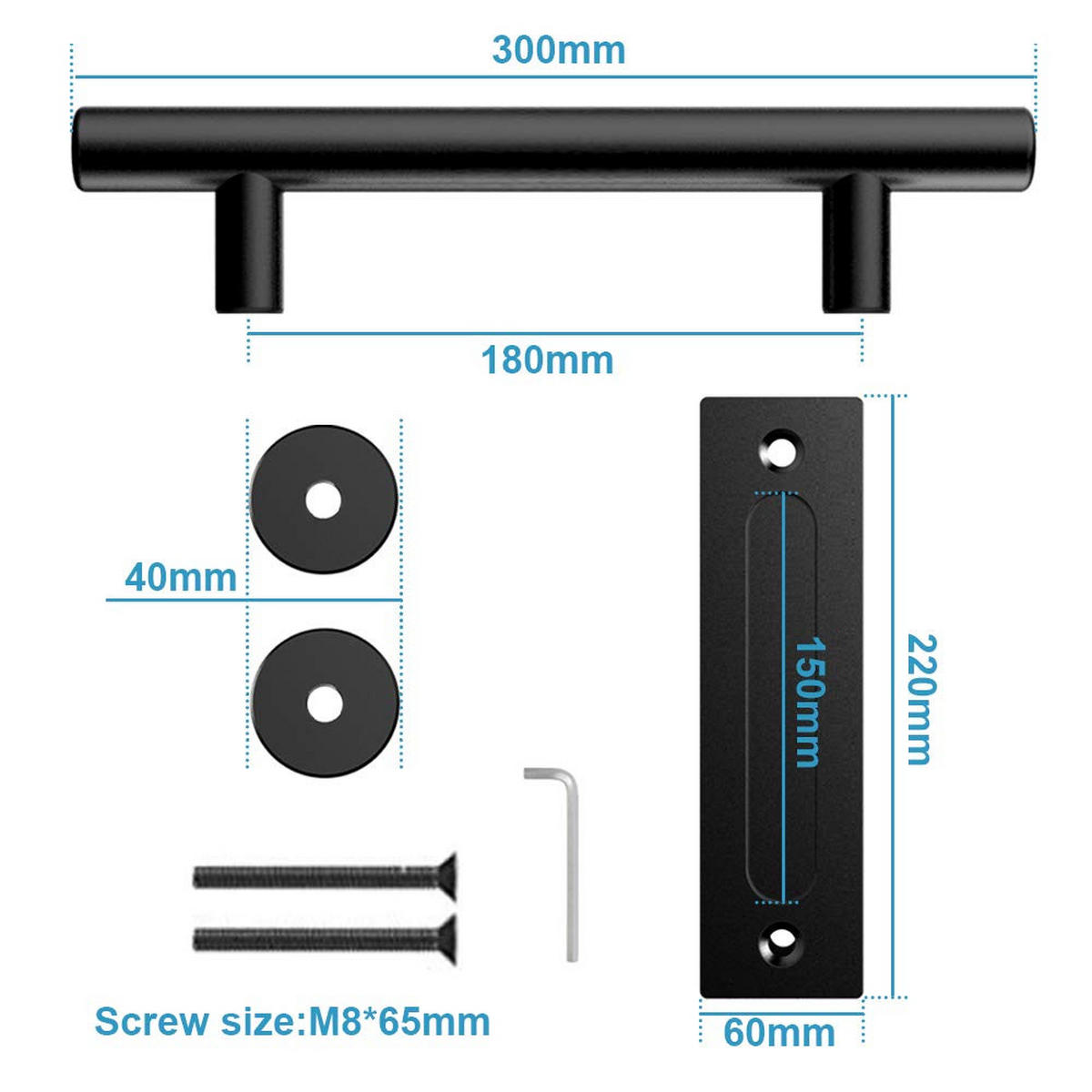 MÖBELGRIFF Schwarz 1er-Set 300 mm - Schwarz, Metall (0.4/3/3cm)
