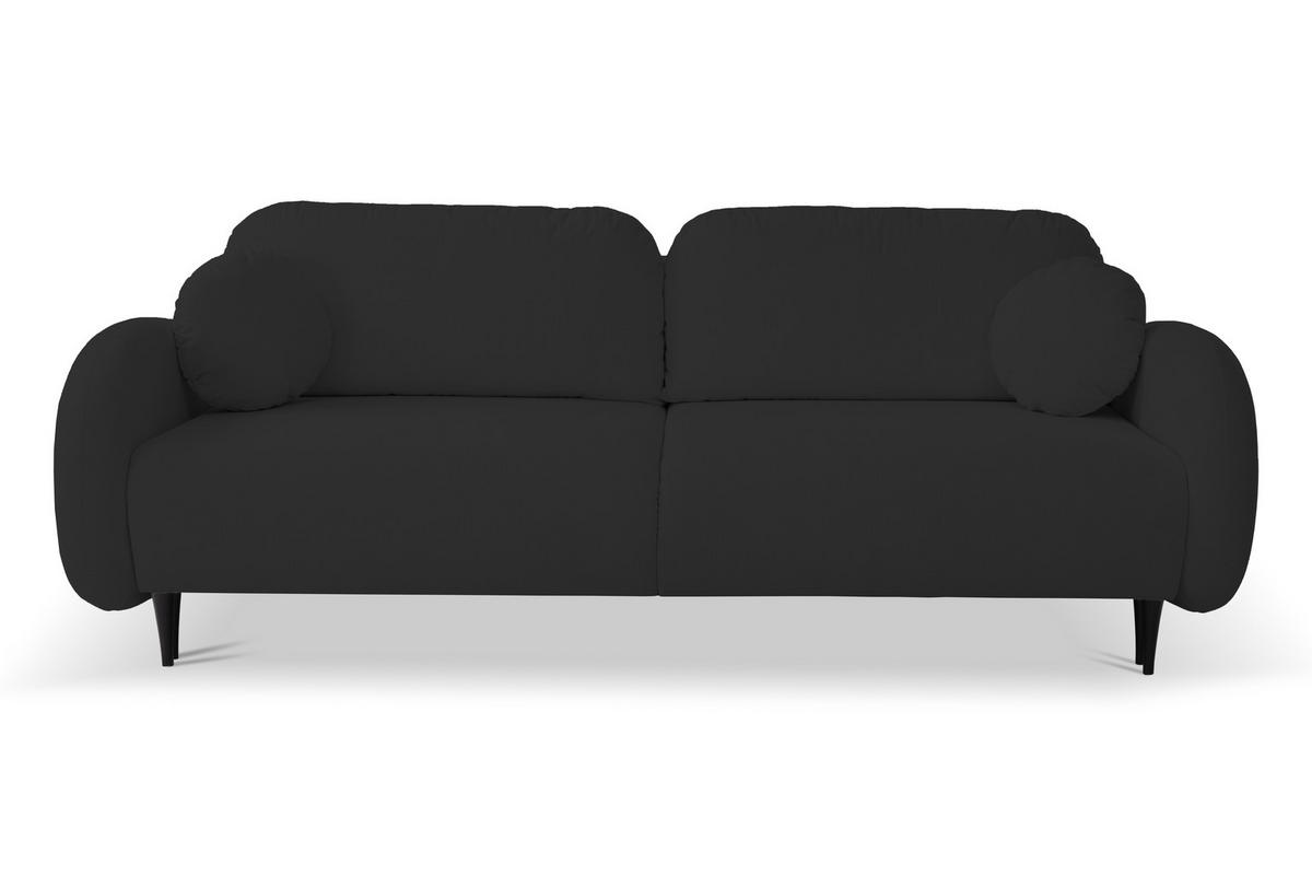 SOFA SOFT RunAgin Mit Schlaffunktion Und Bettkasten, PUR-Schaum, Schwarze Kunststofffüße, lose Rückenkissen, freistehend, 232x109x95 cm Black - Schwarz, Holz/Textil (232/95/109cm) - DomoHome