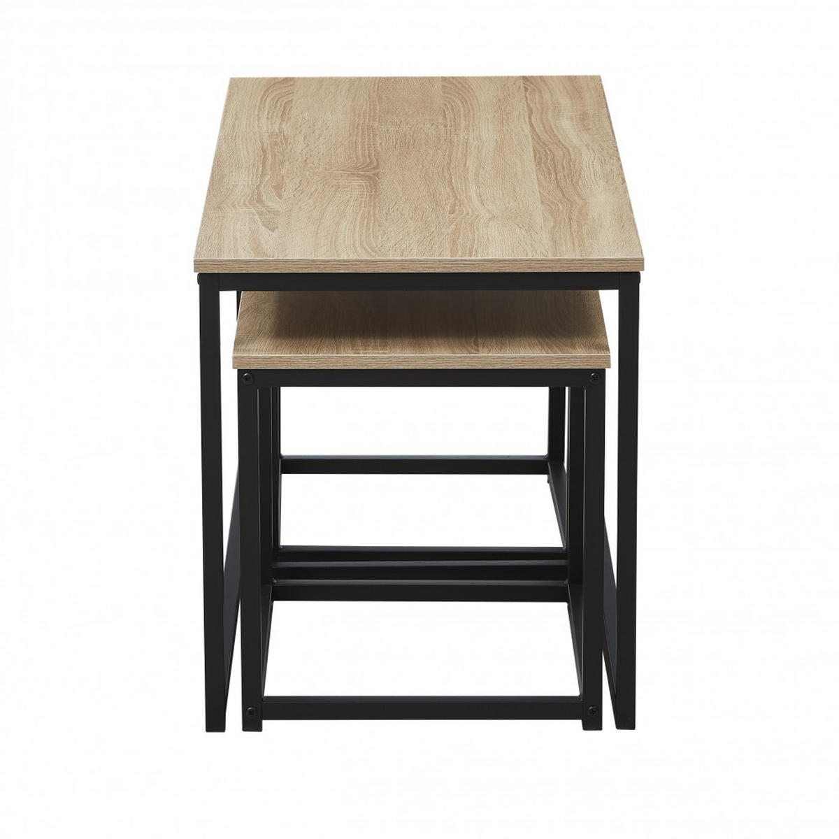 COUCHTISCH CALVI 3ER-SET /Eiche gebleicht und Metallgestell schwarz - Multicolor/Schwarz, Holzwerkstoff/Metall (90/45/50.5cm) - Weber Industries