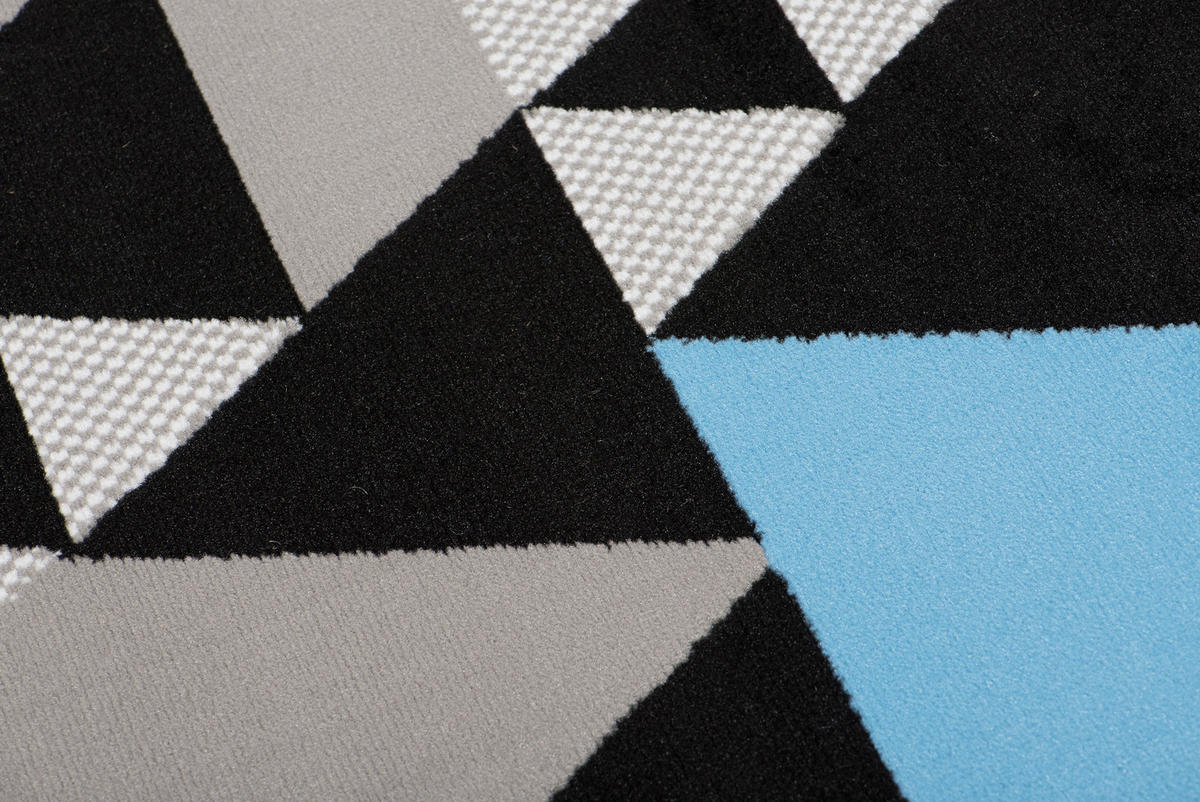 TEPPICH MAYA Blau Dreiecke Meliert 140/200 cm - Blau, Textil (140/200cm) - Tapiso
