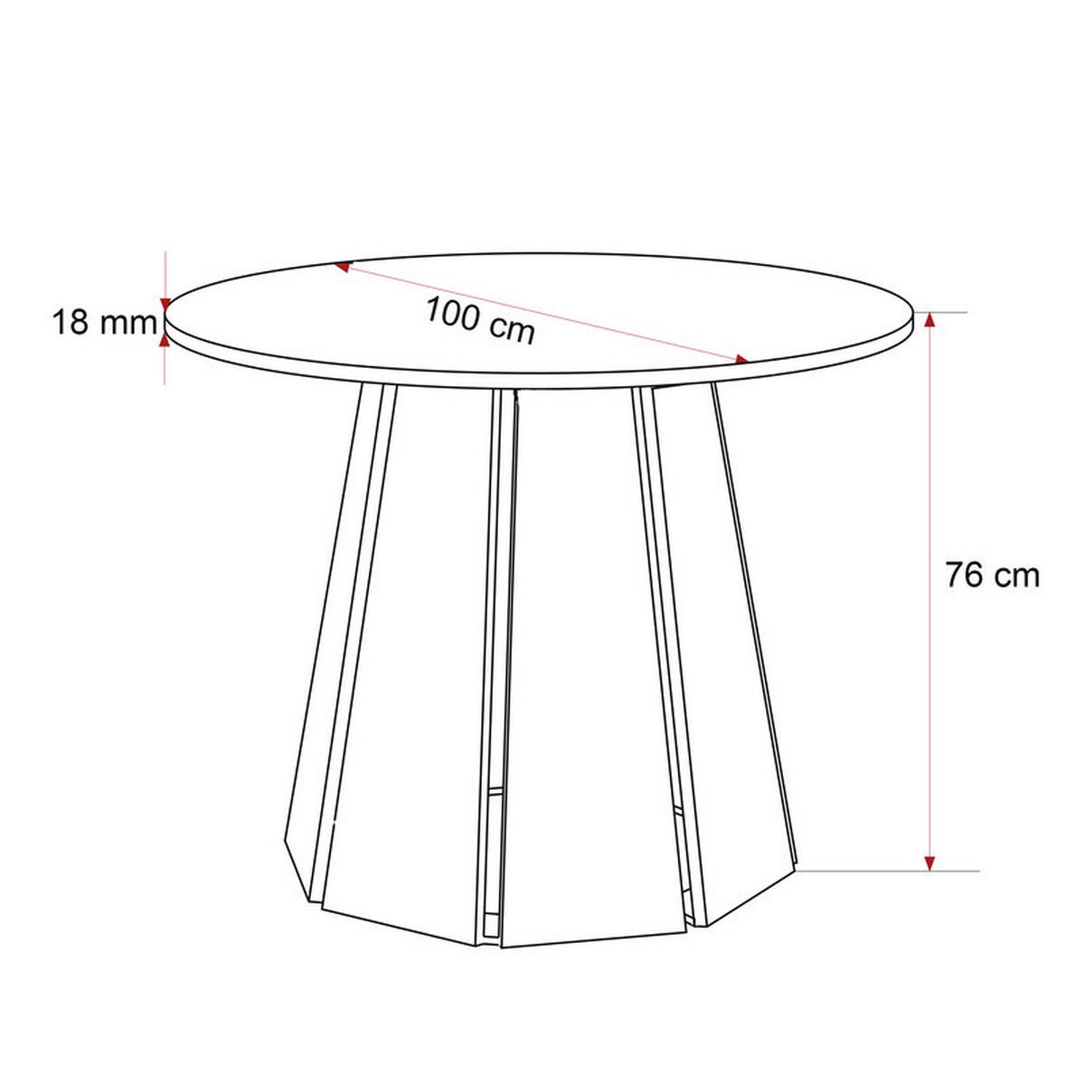 ESSTISCH VERDA 100/76 cm Graphitschwarz - Graphitfarben, Holzwerkstoff (100/100/76cm) - Idohome
