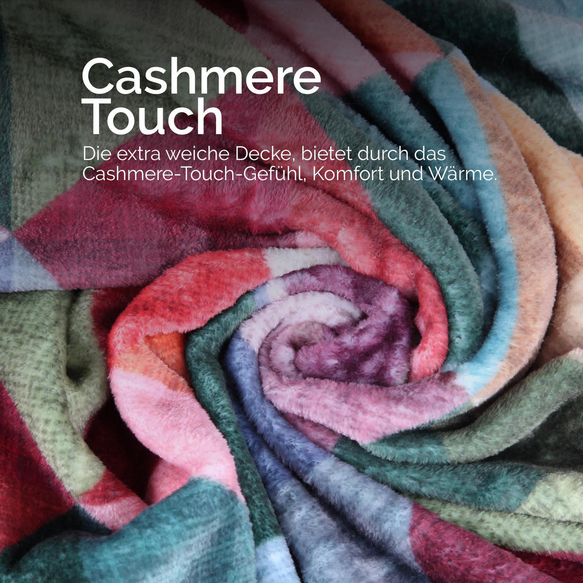 KUSCHELDECKE mit Cashmere-Touch 150x200 cm Cubus - Rot/Multicolor, Textil (150/200cm) - Bestlivings