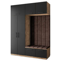 GARDEROBENSCHRANK REMA 180/240/60 cm Modern Garderobe-Set Eiche Lefkas - Eichefarben/Schwarz, Holzwerkstoff (180/240/60cm) - MASSENO