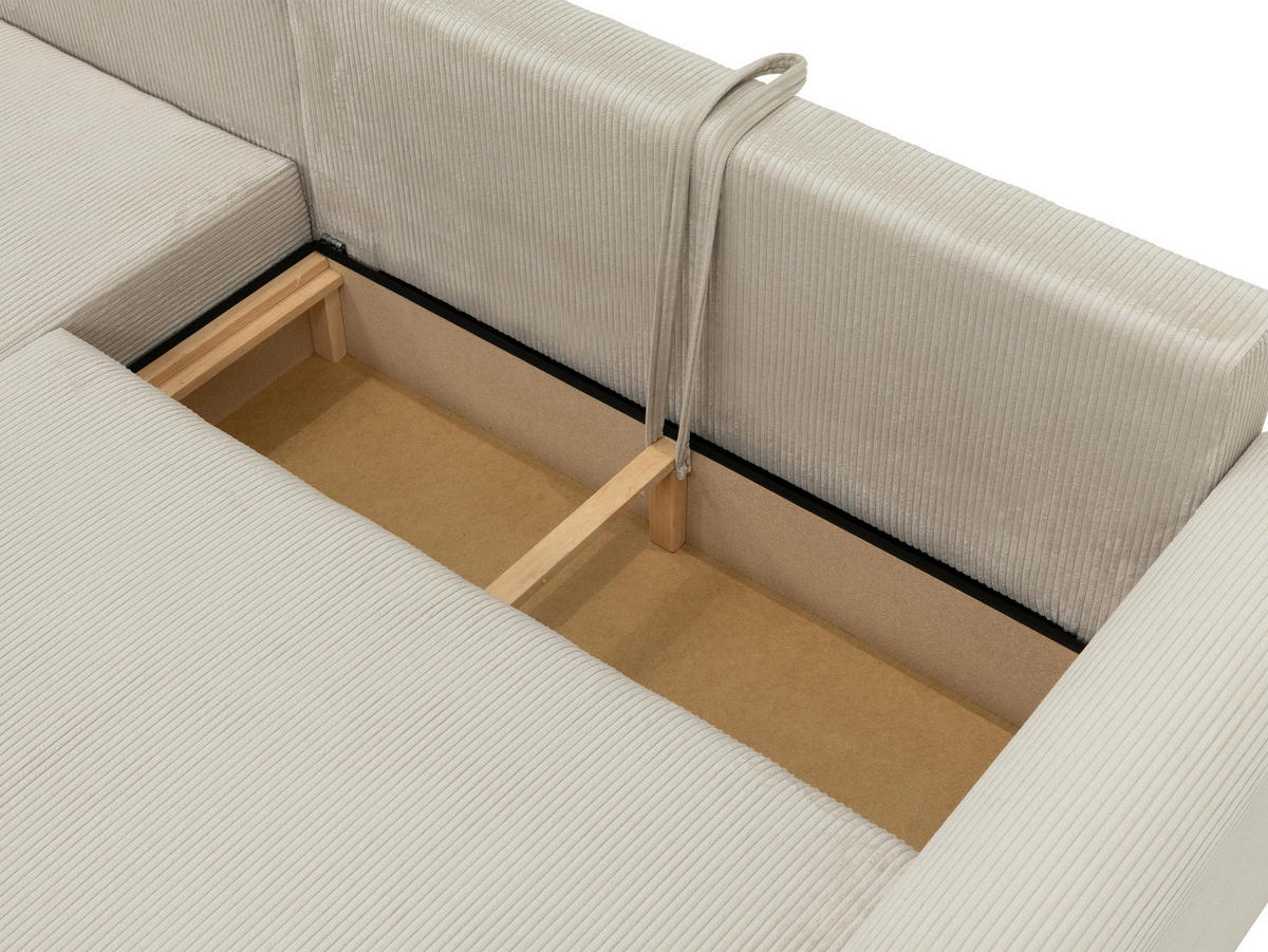 ECKSOFA Merkos Cord - Dunkelgrün/Schwarz, Holz/Textil (285/188cm) - MIRJAN24