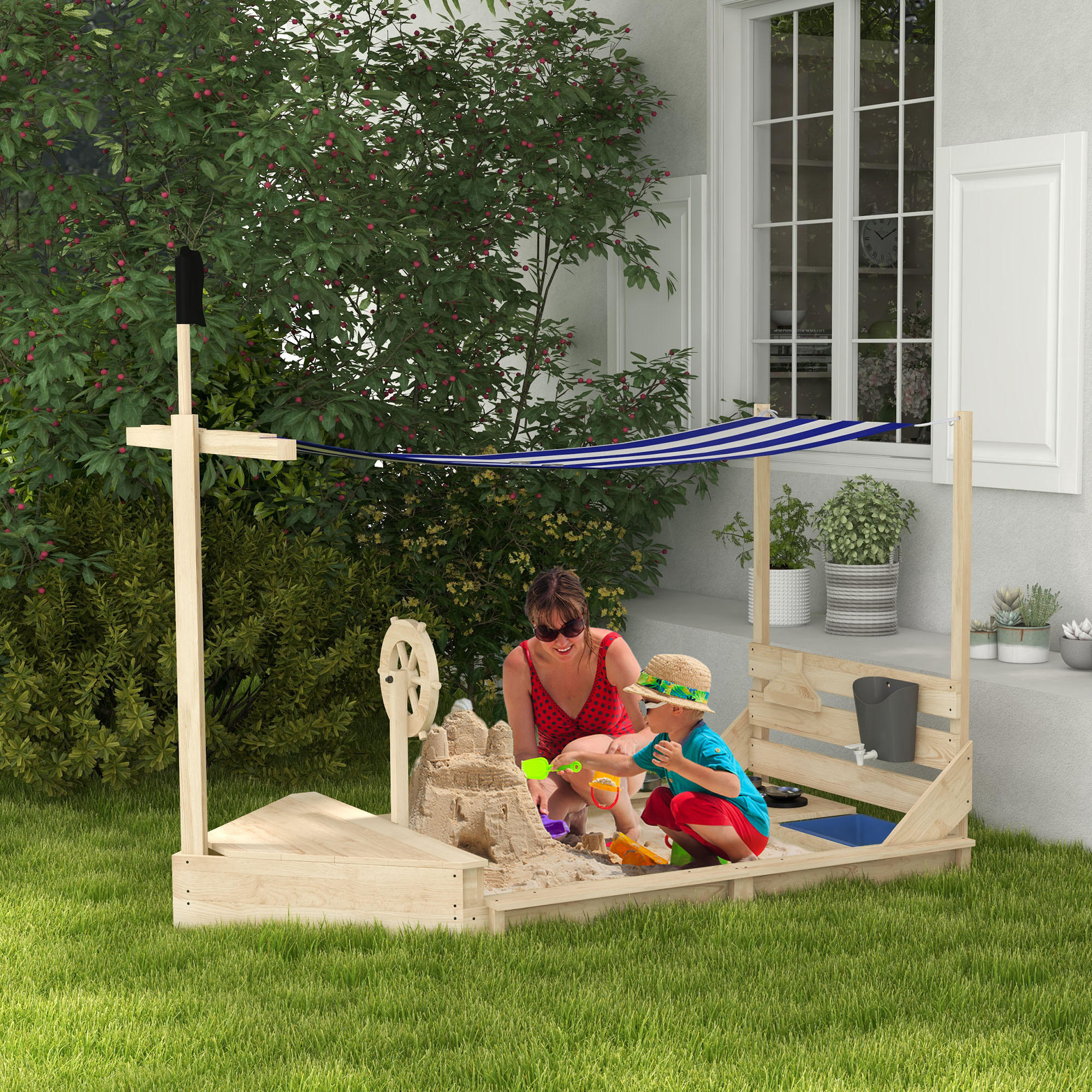 SANDKASTEN, Naturholz, Tannenholz - Naturfarben, Holz (180/103/144.5cm) - Outsunny