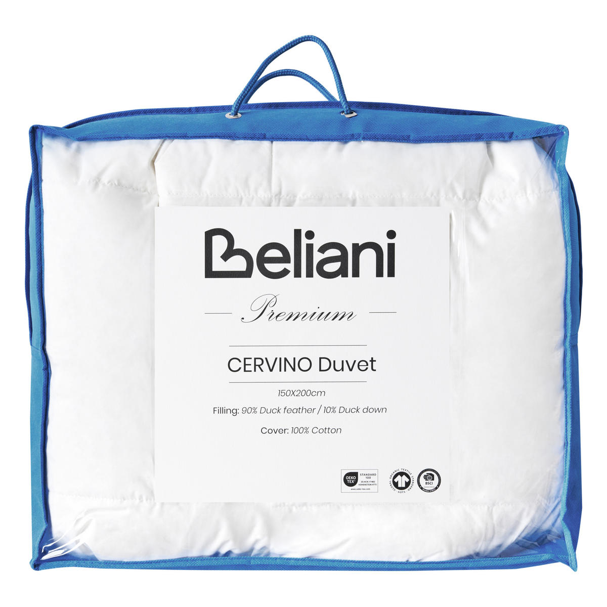 PŘIKRÝVKA Kachní peří a Prachové peří Lehká Teplá 150/200 cm Cervino - bílá, textil (150/200cm) - Beliani