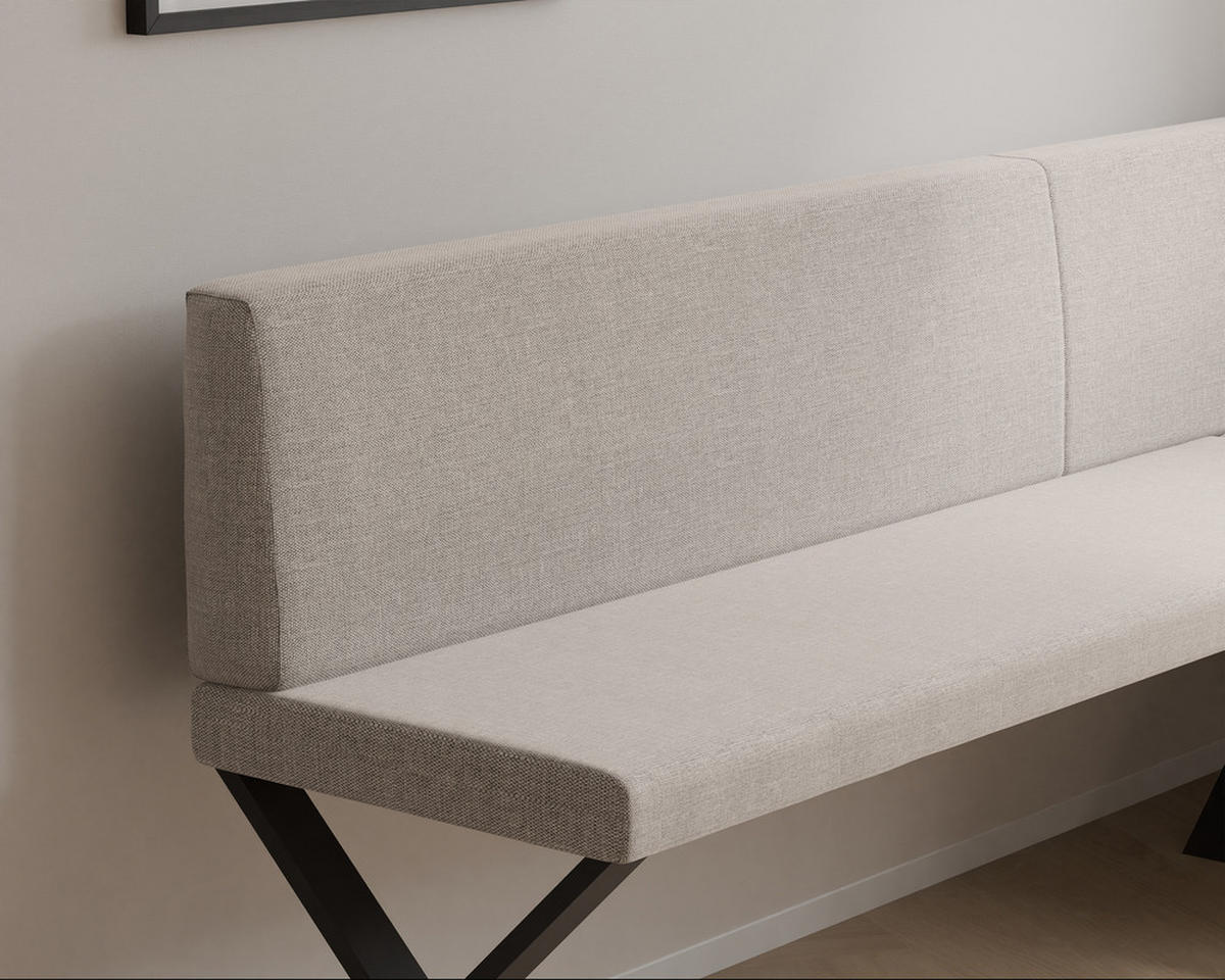 ECKBANK rechts VERO X Webstoff glatt, 168/128 cm Beige - Beige, Textil/Metall (128/168cm) - Idohome