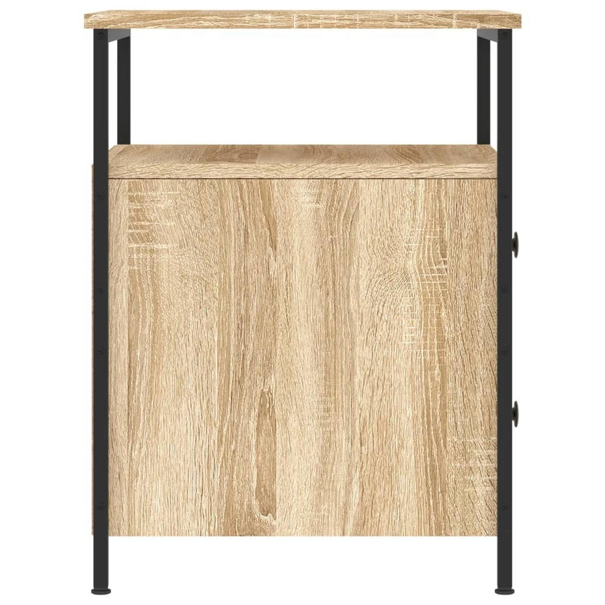 NACHTTISCH 2-teilig mit 2 Schubladen 44/45/60 cm aus Holzwerkstoff in Sonoma-Eiche Dekor - Schwarz/Sonoma Eiche, Holz/Metall (44/60/45cm) - vidaXL
