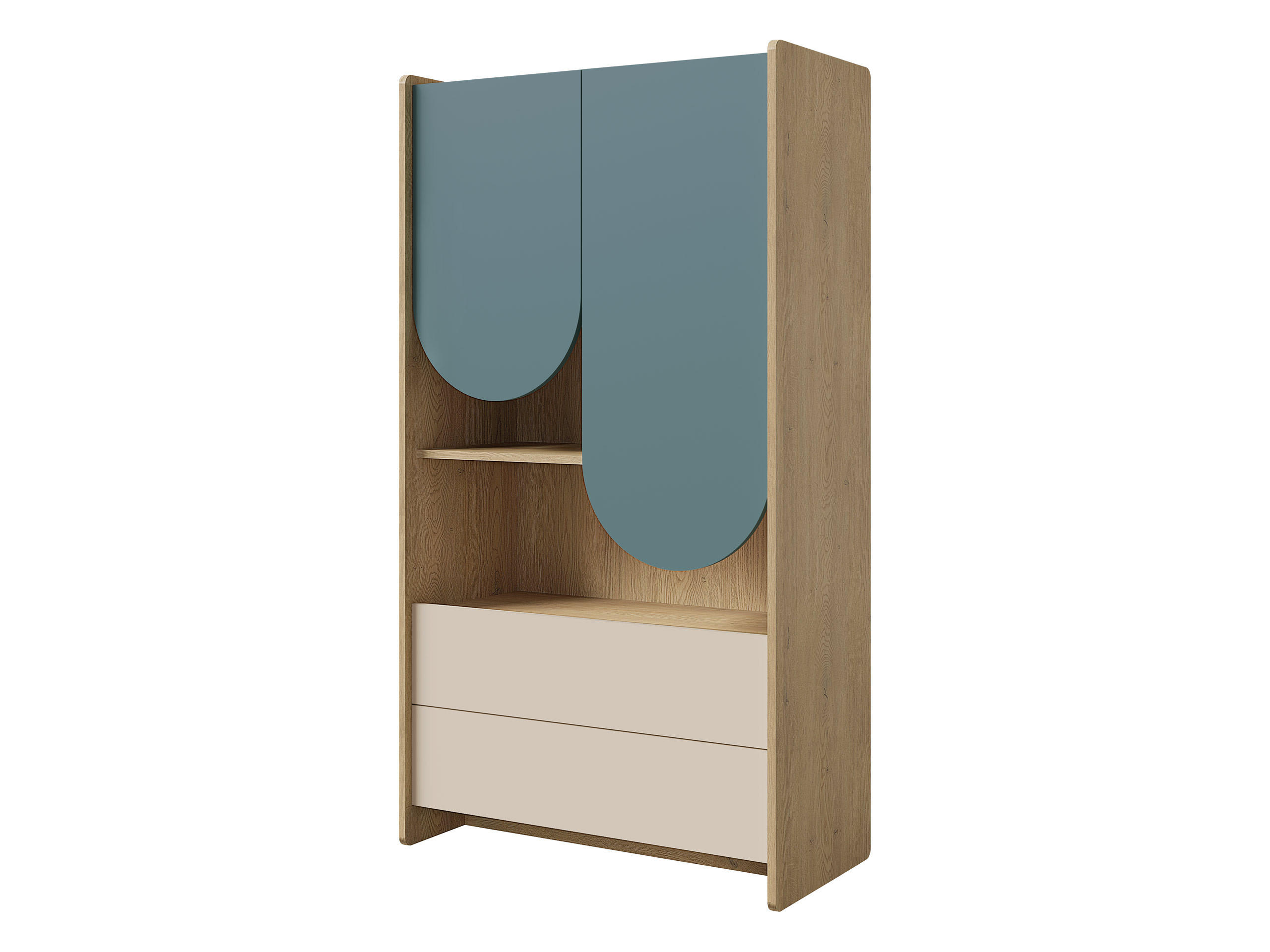 KINDERREGAL Lexi 2D2S 06 - Blau/Eichefarben, Holzwerkstoff (84/151/40cm) - MIRJAN24