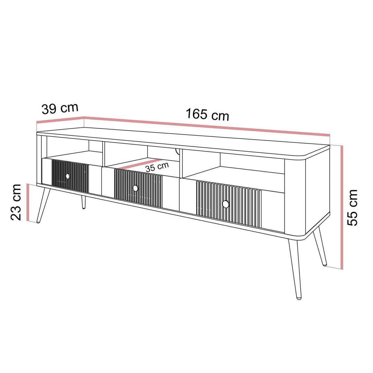 TV-LOWBOARD ELYSIA KASCHMIR mit Schubladen - Kaschmir, Holzwerkstoff (165/55/39cm) - Lookway