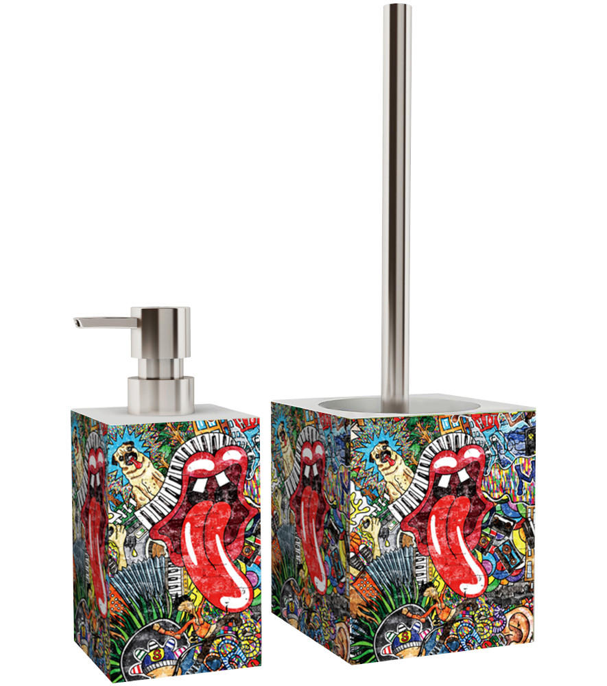 BADEZIMMER Set Graffiti - Rot, Kunststoff (7/17/7cm) - Sanilo