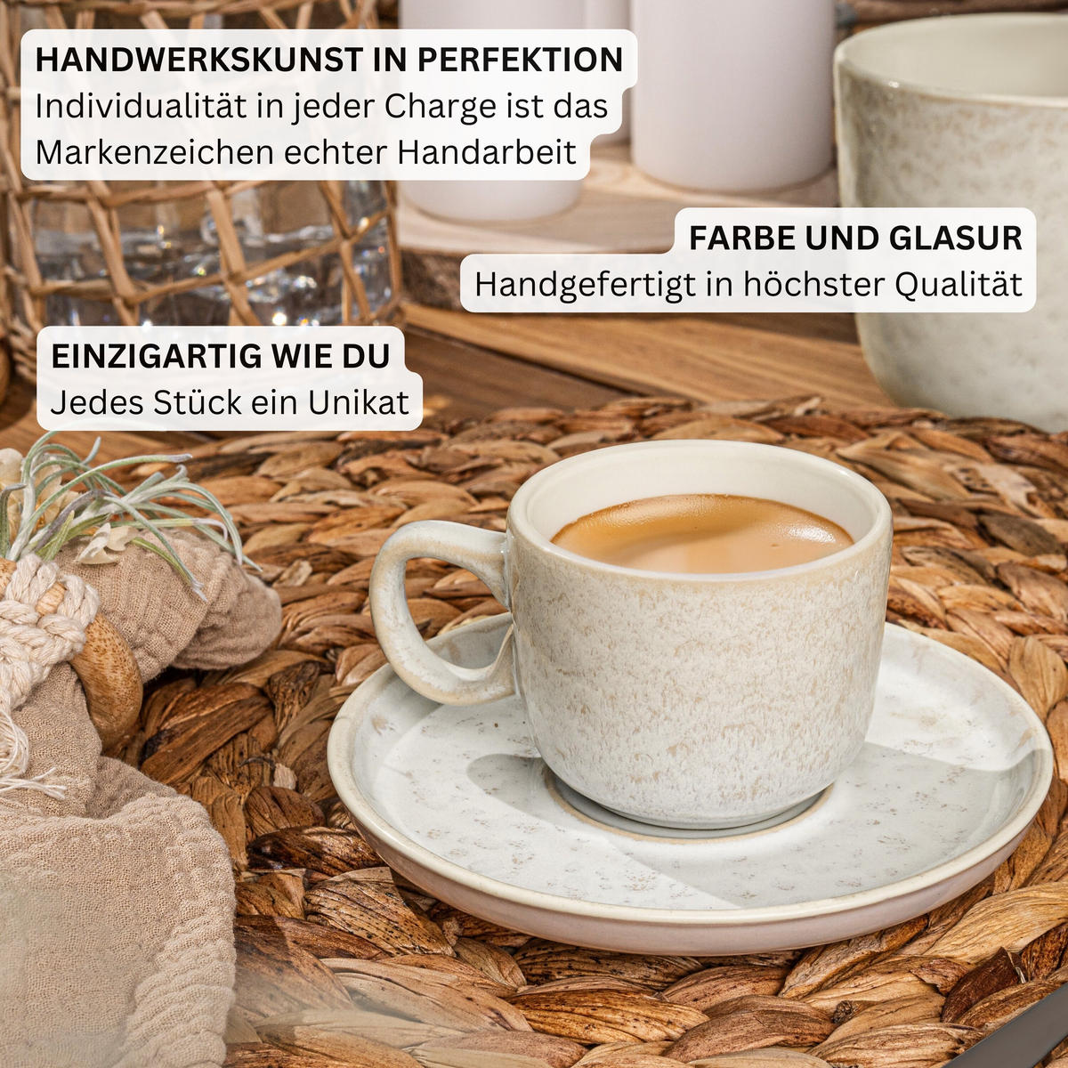 ESPRESSOTASSEN SET KEY WEST - 12 teilig aus Steingut - Creme, Stein (0.08L) - Sänger