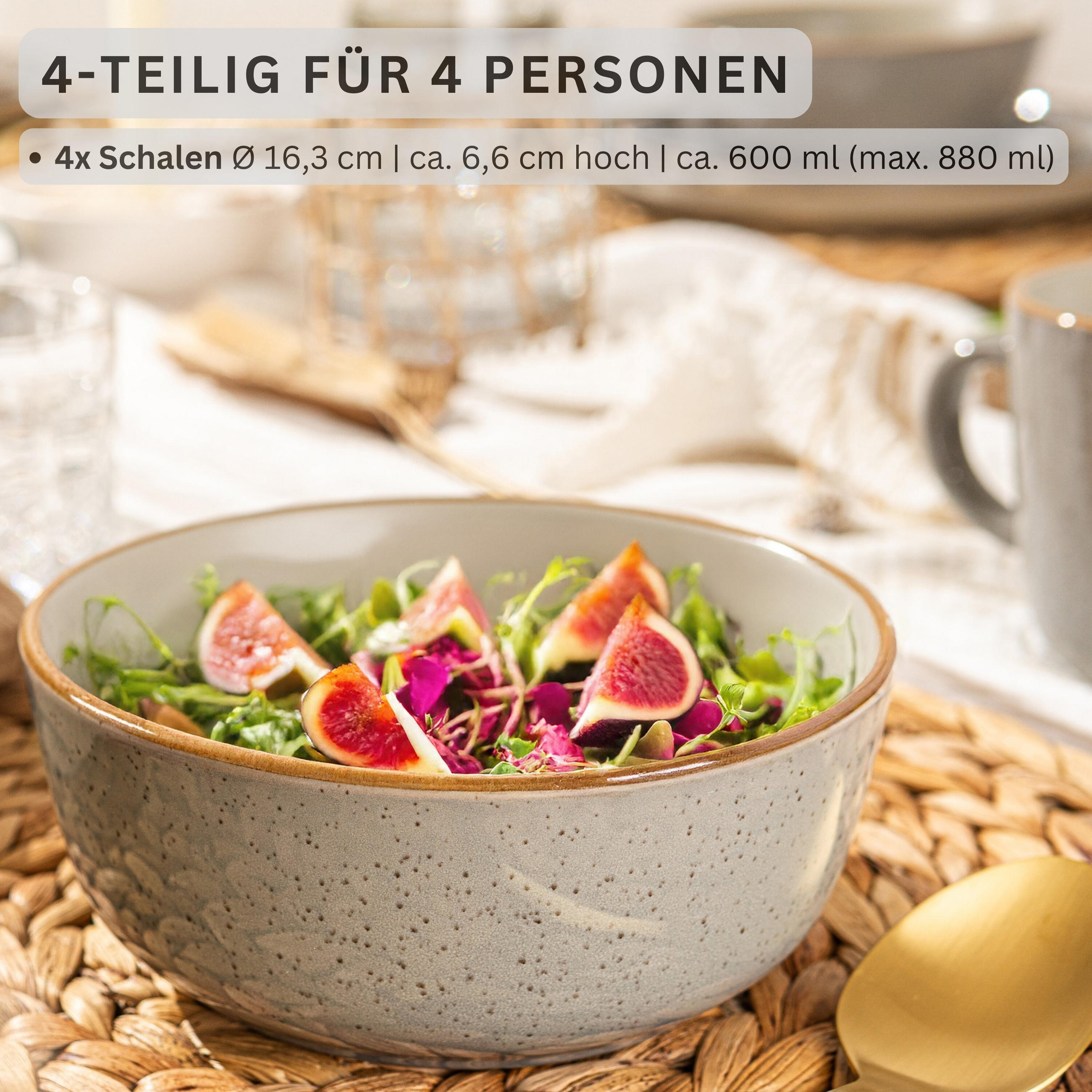 SCHALEN SET RIO - 4 teilig aus Steingut - Multicolor, Keramik (20cm) - Sänger