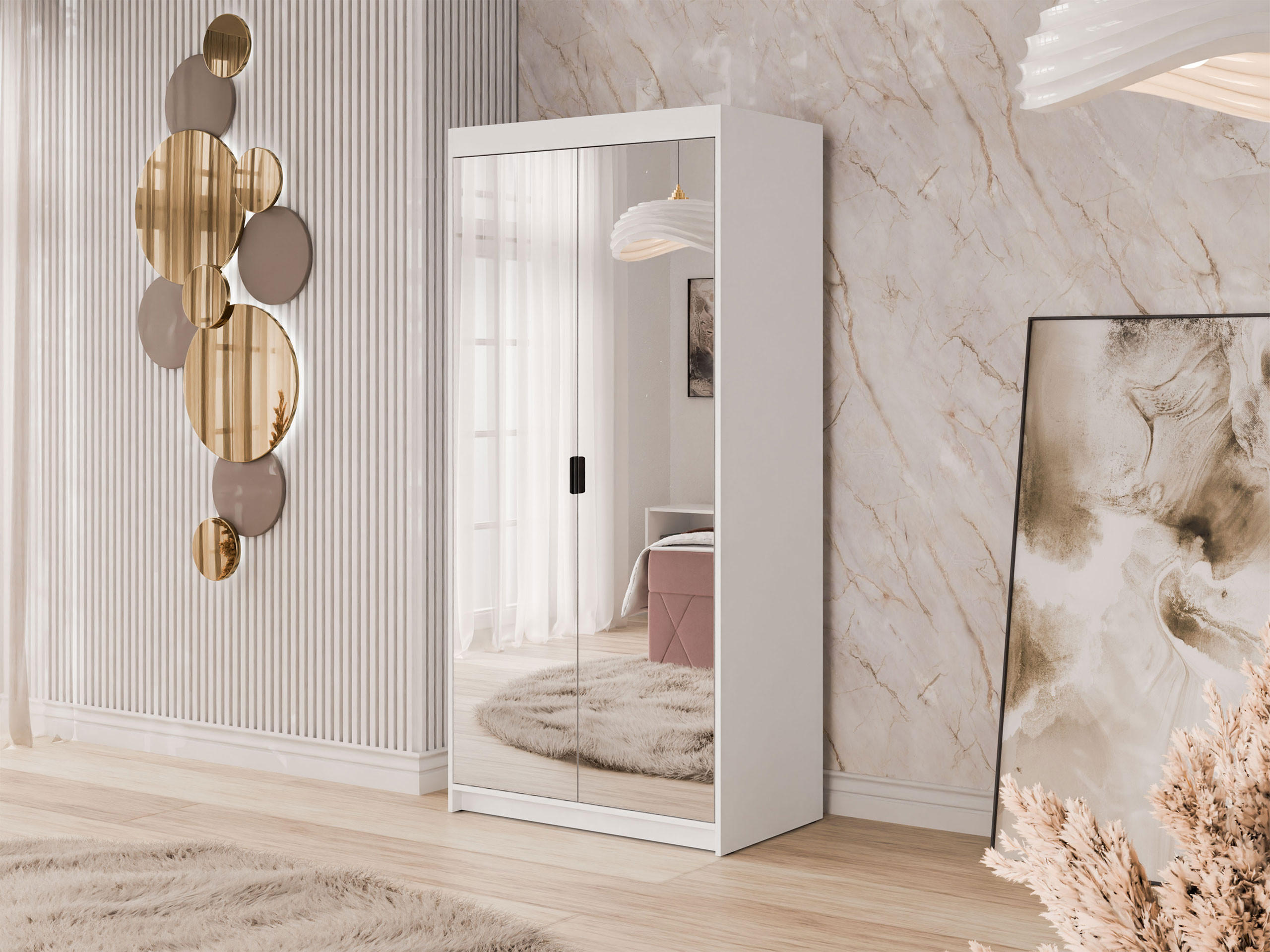 KLEIDERSCHRANK Elena 2D - Schwarz/Weiß, Holzwerkstoff/Kunststoff (90/191/53cm) - MIRJAN24