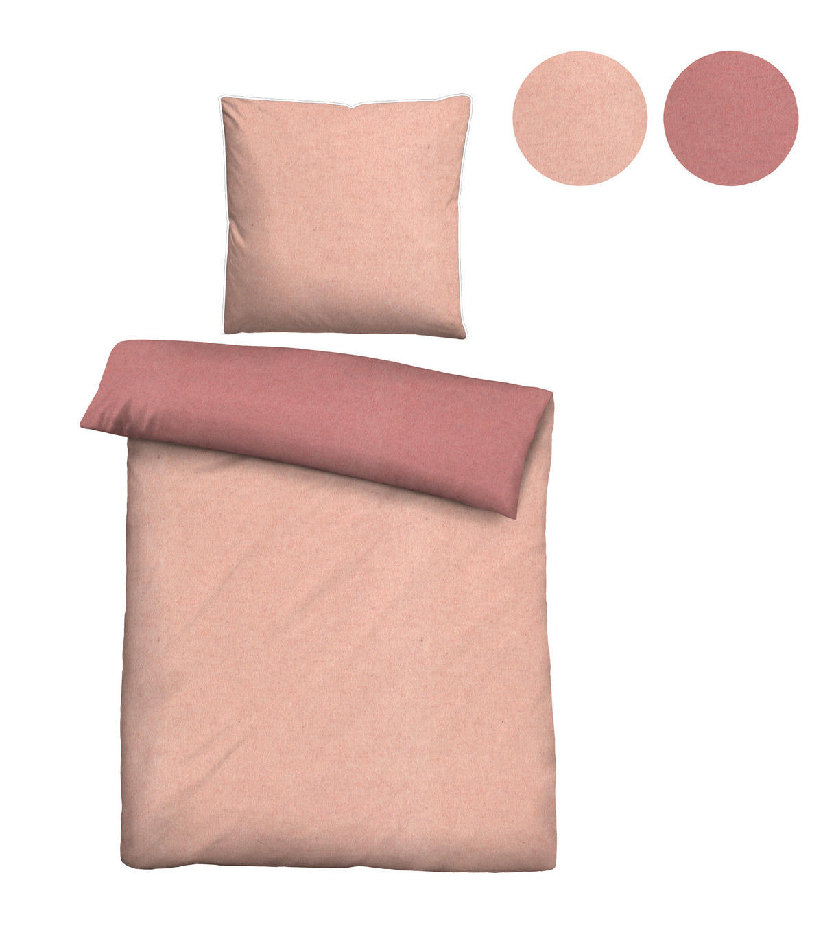 BETTWÄSCHE-GARNITUR Biber Melange UNI terra, 135x200 cm + 80x80 cm - Terracotta, Textil (135/200cm) - biberna