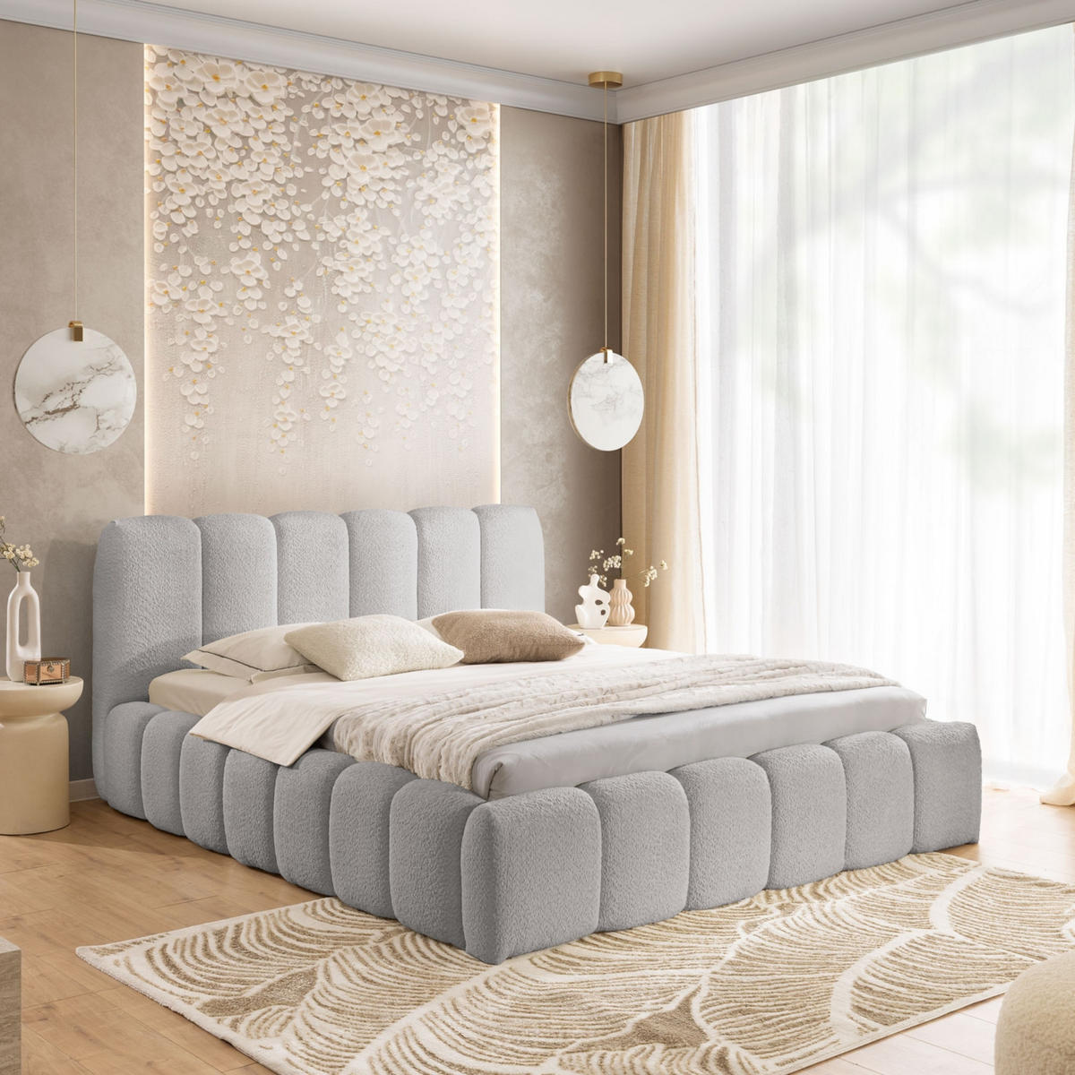 POLSTERBETT mit Stauraum 120x200 cm in Grau - Grau, Textil (120/200cm) - Home Collective