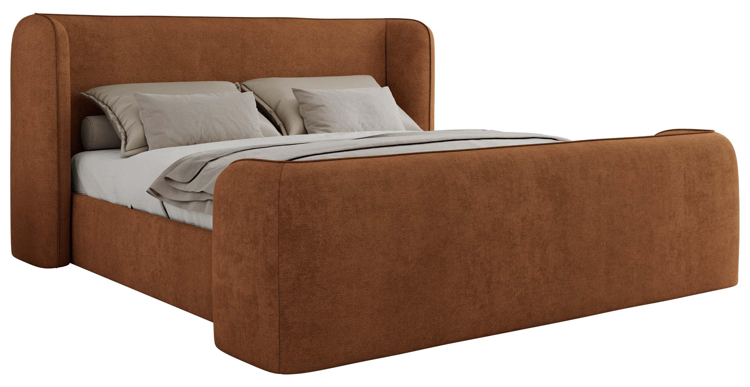 POLSTERBETT EMORA CLASSIC DUO 160/200 - Orange Strukture - Pocket-Matratze - Orange, Textil (160/200cm) - MKS