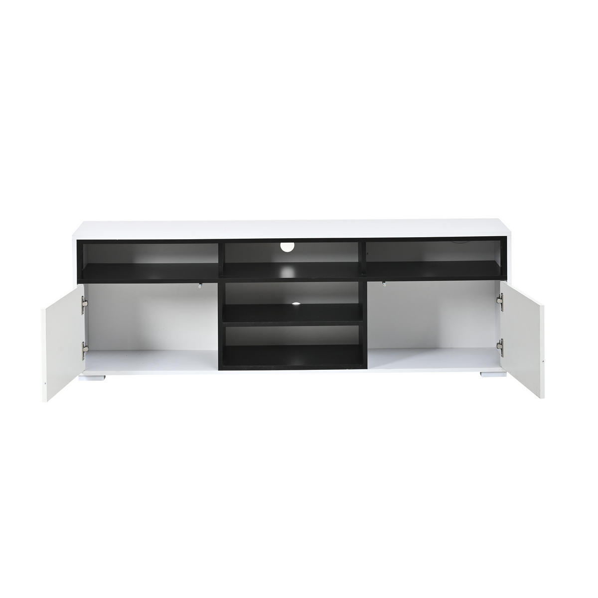TV-ELEMENT 150/35/50 cm Weiß mit 8 Lagerräume - Weiß, Holz (150/50/35cm) - Oxeza