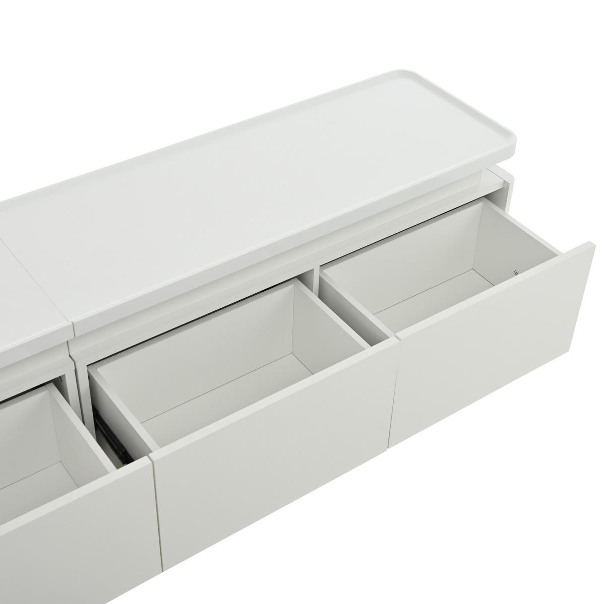 TV-SCHRANK mit 4 Schubladen 180 x 34 x 40 cm Hochglanz Weiß mit LED - Weiß, Holzwerkstoff (34/40/180cm) - Beauniv