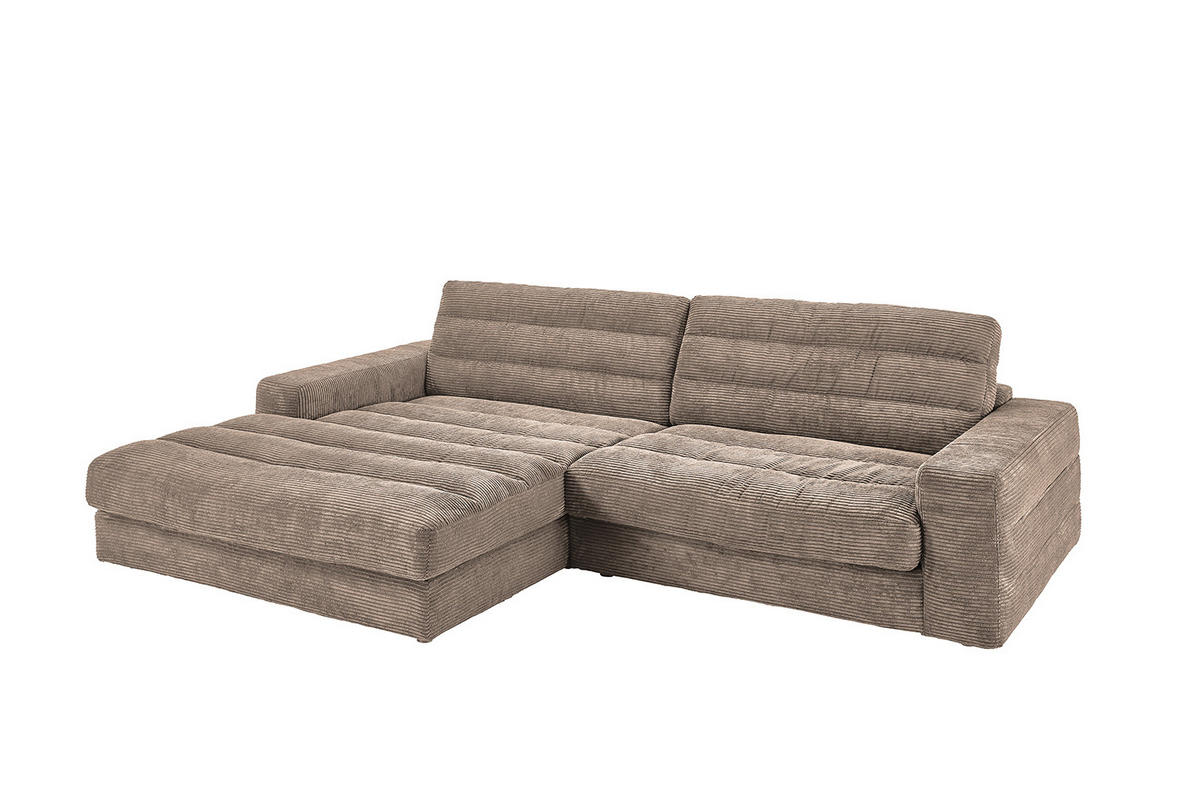 ECKSOFA LANA SOFA Taupe Cord - Taupe/Schwarz, Textil (296/205cm) - KAWOLA