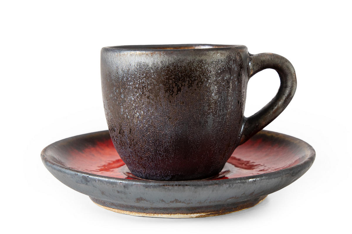 ESPRESSOTASSE PRIMA, mit Untertasse, 12-tlg, Rot - Rot, Keramik (0.08L) - KONSIMO®