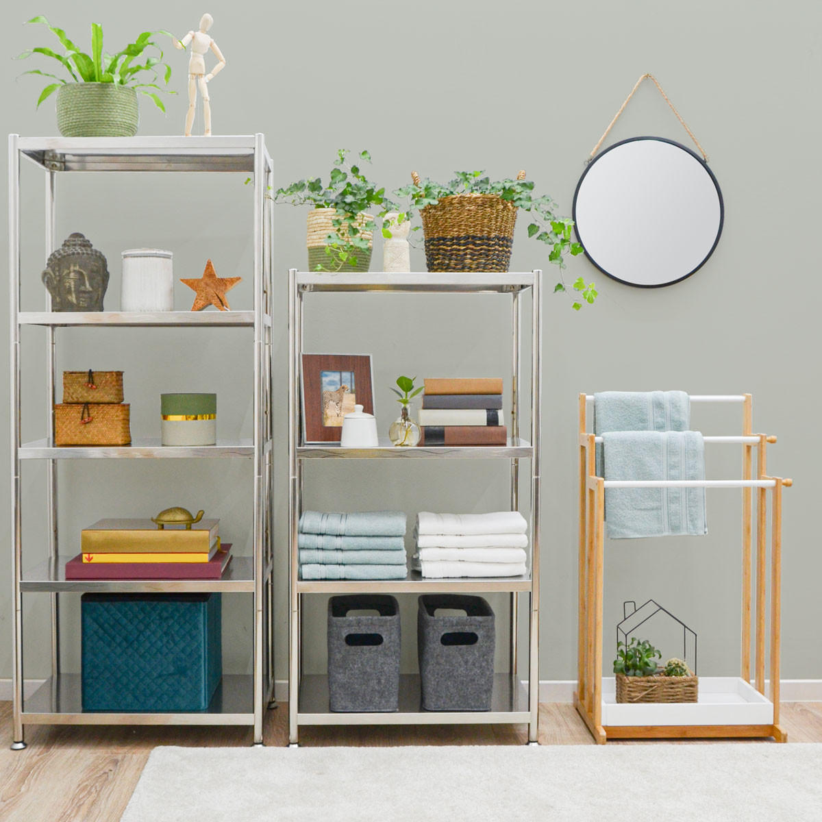 EDELSTAHL-REGAL 74x41x109 bis 160kg inkl. 4 Ebenen - Silberfarben, Metall (41/109/74cm) - shelfr