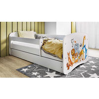 KINDERBETT Tiere 80x180 cm mit Matratze, Schublade, Rausfallschutz & Lattenrost, Weiß - Weiß, Holzwerkstoff (80/180cm) - RAUMHIRSCH FURNITURE