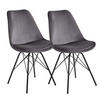 ESSZIMMERSTUHL 2er Set mit Metallgestell Skandinavisch gepolstert, Grau-Schwarz 58x48x86 cm - Schwarz/Grau, Textil/Metall (58/86/48cm) - KADIMA DESIGN