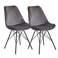 ESSZIMMERSTUHL 2er Set mit Metallgestell Skandinavisch gepolstert, Grau-Schwarz 58x48x86 cm - Schwarz/Grau, Textil/Metall (58/86/48cm) - KADIMA DESIGN