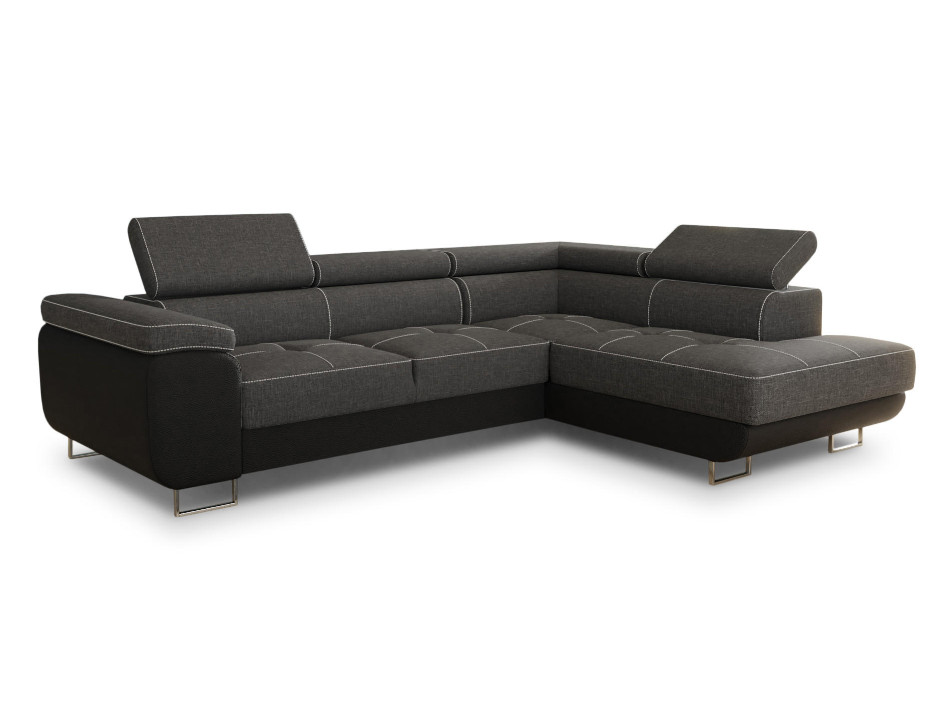 ECKSOFA Caris, Seite: Rechts - Schwarz/Grau, Holz/Textil (273/203cm) - Sofnet