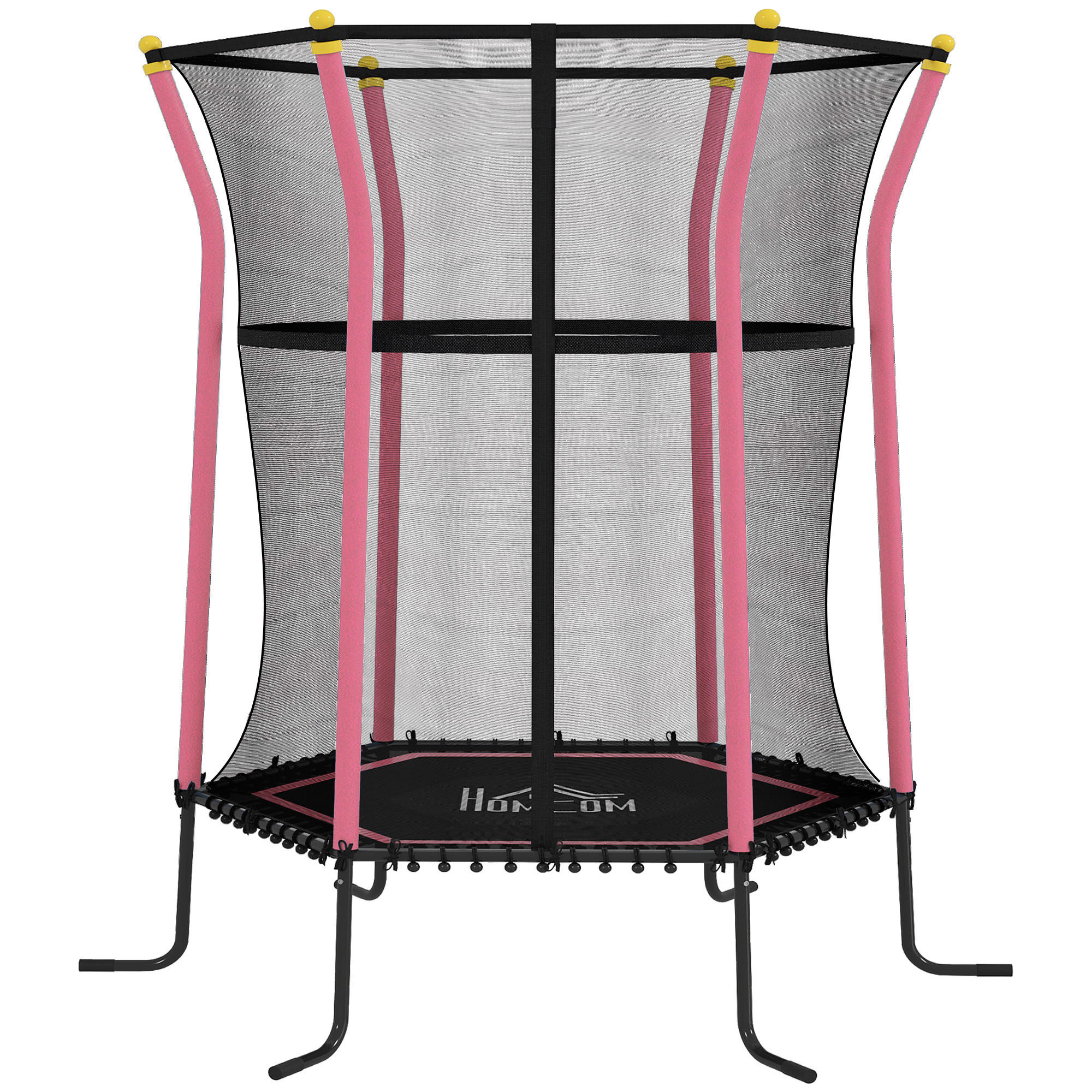 KINDER Trampolin Ø163,5 cm, Trampolin für Kinder 3-10 Jahre, Gartentrampolin - Rosa, Kunststoff/Metall (163.5/163.5cm) - HOMCOM