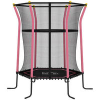 KINDER Trampolin Ø163,5 cm, Trampolin für Kinder 3-10 Jahre, Gartentrampolin - Rosa, Kunststoff/Metall (163.5/163.5cm) - HOMCOM