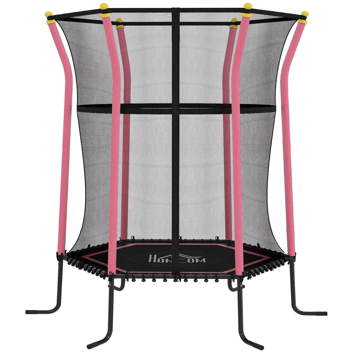 KINDER Trampolin Ø163,5 cm, Trampolin für Kinder 3-10 Jahre, Gartentrampolin - Rosa, Kunststoff/Metall (163.5/163.5cm) - HOMCOM