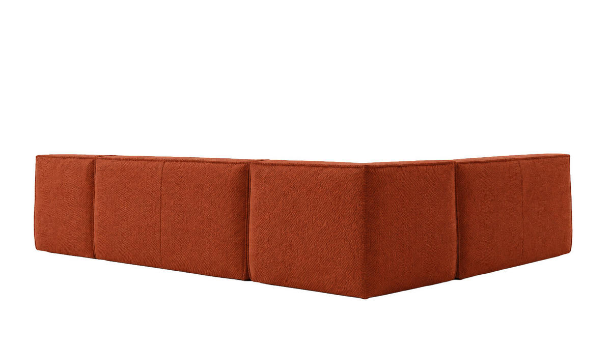 ROHOVÁ SEDAČKA modulární ve tvaru L, plyšová tkanina Pop, Měděná, Levá strana, LAZY L - měděná, dřevo (333/253cm) - Kaiser Möbel