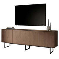 TV-LOWBOARD Nussbaum 200 x 70 cm, TV Unterteil mit Push-to-Open und Komforthöhe - Nussbaumfarben/Schwarz, Holzwerkstoff/Metall (200/70/40cm) - Furn.Design
