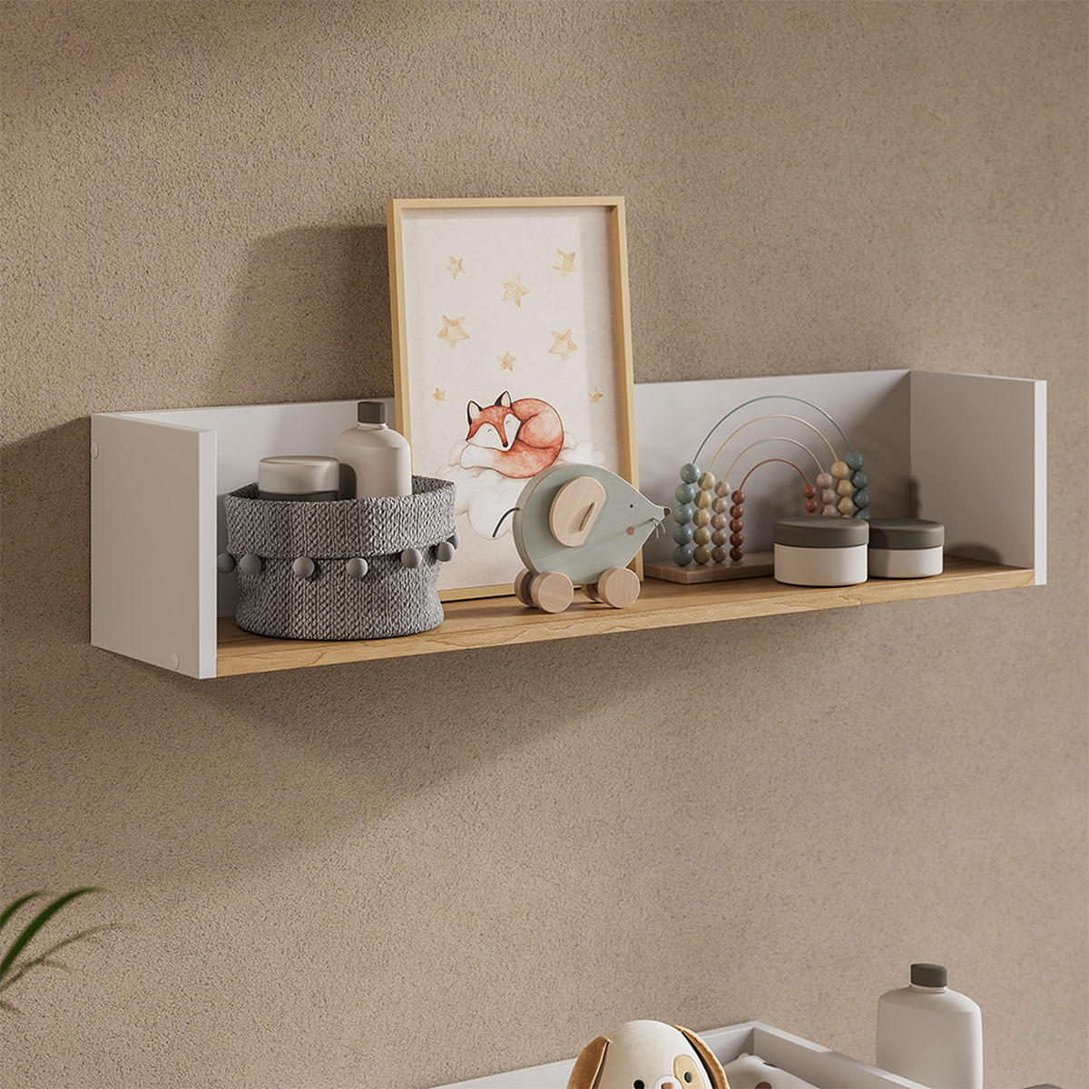 STĚNOVÁ POLICE Viktor Bílá/Artisan - bílá, kompozitní dřevo (93.4/20/20cm) - Vicco