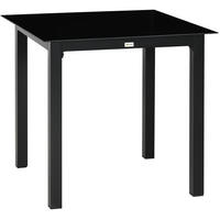 GARTENTISCH aus Aluminium 80x80x74 cm Schwarz mit Hartglasplatte und verstellbaren Fußpolstern - Schwarz, Metall (80/80/74cm) - Modfu