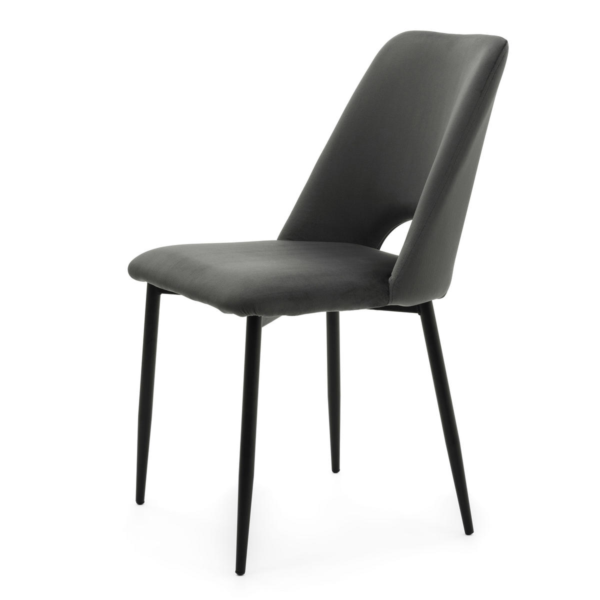 STUHL ORO gepolsterter mit Steppung - grau - Samt Velour - Schwarz/Grau, Textil/Metall (47/91/55cm) - NEW HOME