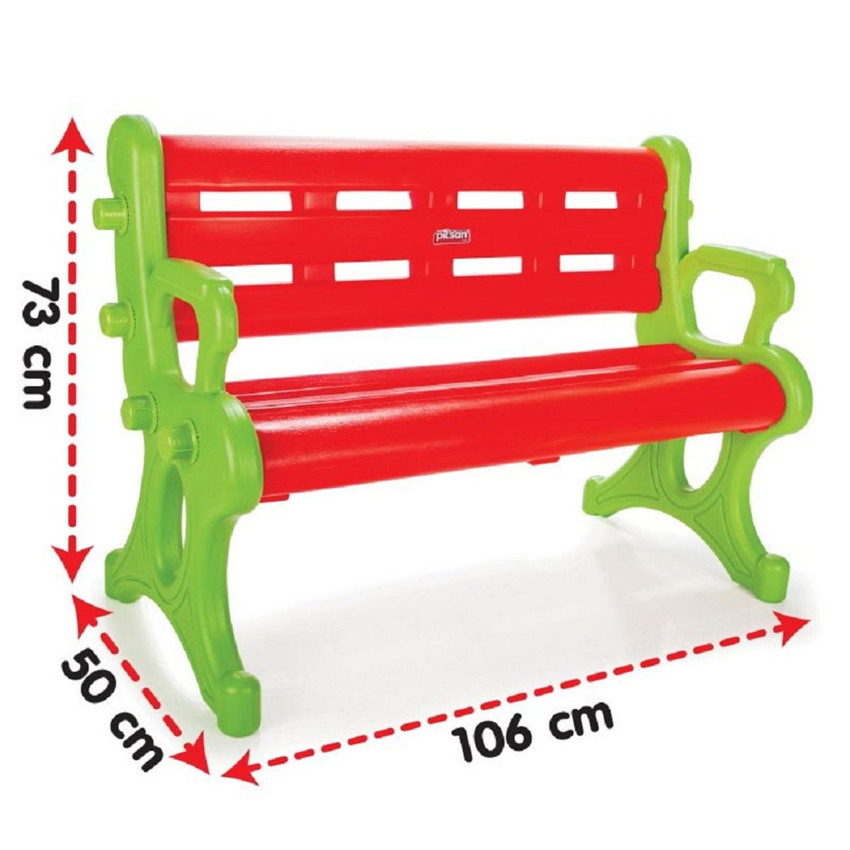 KINDERBANK 6143 rot drinnen und draußen, bis 70 kg, 3-7 Jahre, Garten und Haus, Kunststoff - Rot, Kunststoff (50/73/106cm) - Pilsan