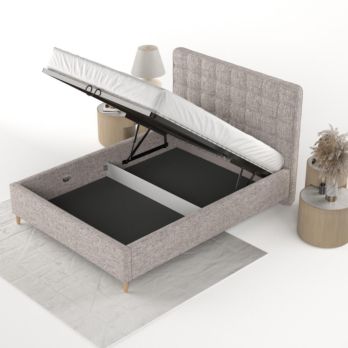 POLSTERBETT Paloma 120/200 cm Beige im Neve Stoff - Beige/Naturfarben, Holz/Holzwerkstoff (120/200cm) - AltaBeds
