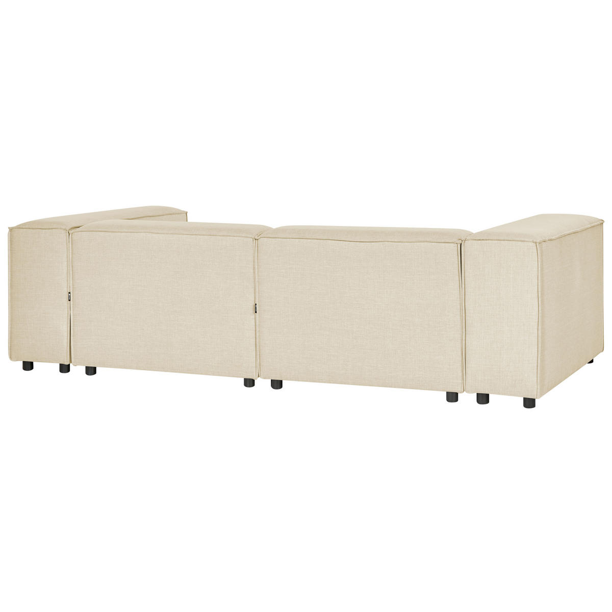 2-SITZER-ECKSOFA Leinen beige linksseitig Aprica - Beige/Schwarz, Textil (238/180cm) - Beliani