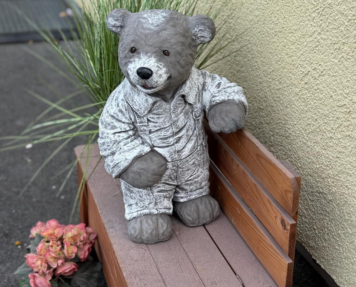 STEINFIGUR Teddy Leopold, frostfest, XL Format - Grau, Stein (29/45/27cm) - stoneandstyle